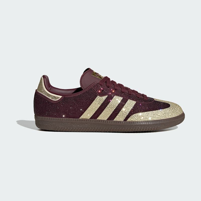 Samba OG Rhinestone Womens Lifestyle SHoe - Maroon/Gold
