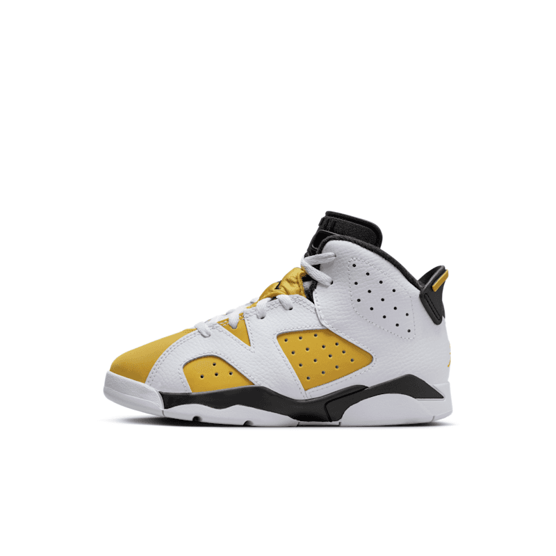 Air Jordan 6 Retro Yellow Ochre Preschool Lifestyle Shoes (White/Yellow Ochre/Black) Free Shipping